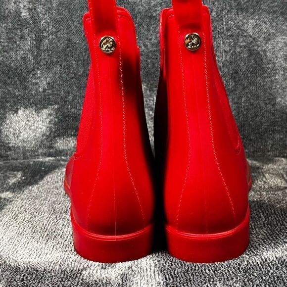💚 Sam Edelman matte red ankle Rain Boots 8W - Picture 3 of 8